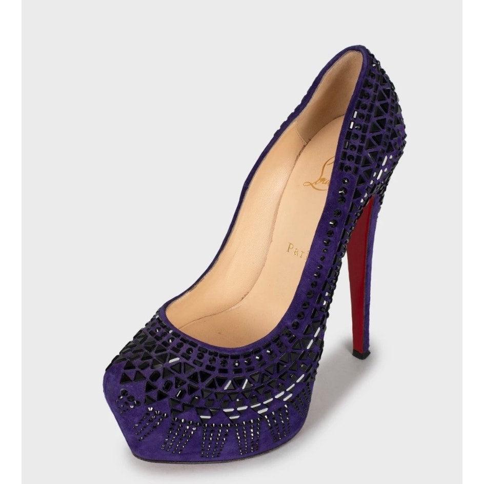 Christian Louboutin Daffodile Lila Kristall Pumps - Größe 38 (Schwarz) im Angebot