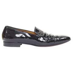 CHRISTIAN LOUBOUTIN Dandelion black patent almond dress tuxedo loafer EU43.5