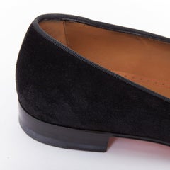 CHRISTIAN LOUBOUTIN Dandelion black suede classic minimal slip on loafers EU39.5
