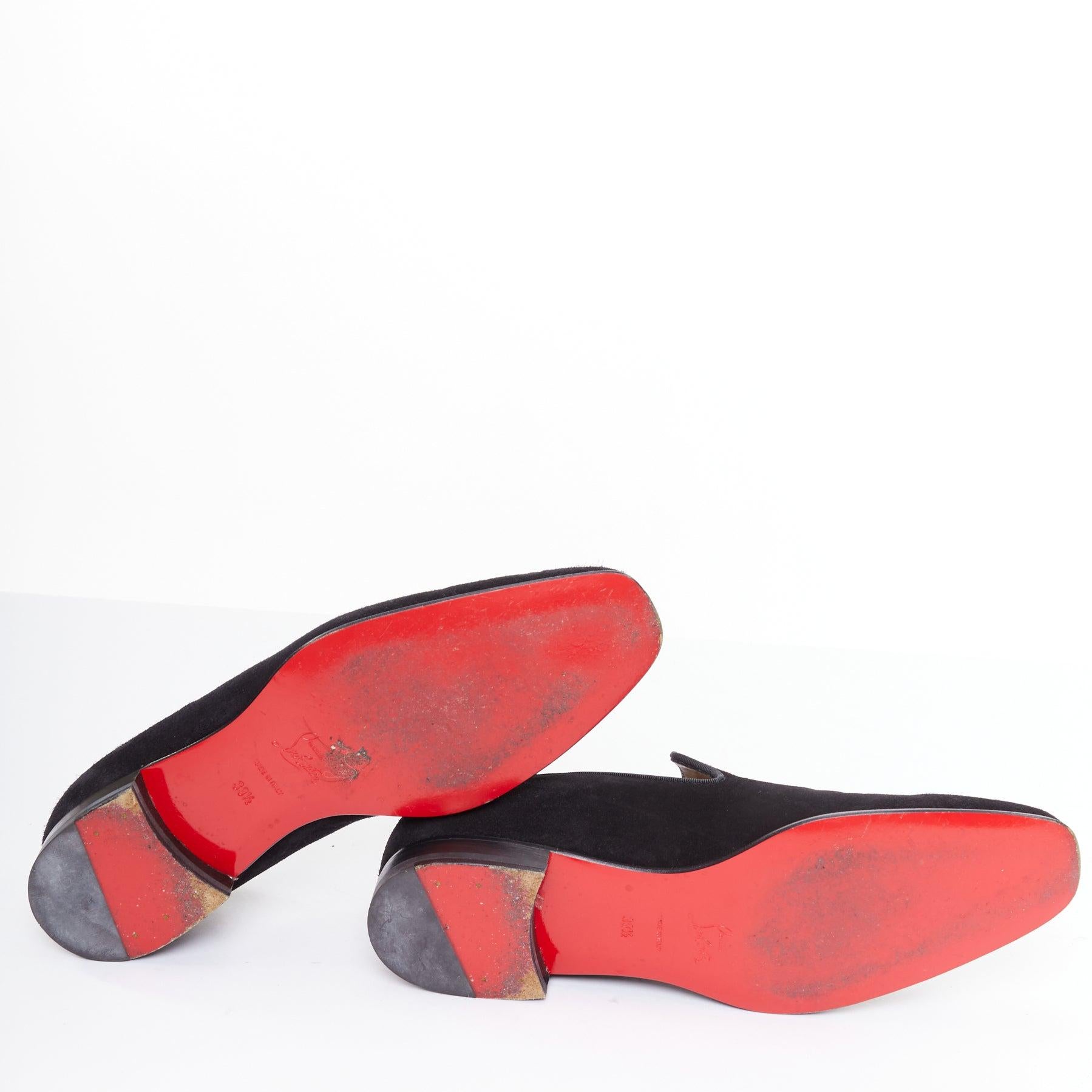 CHRISTIAN LOUBOUTIN Dandelion mocassins en daim noir à enfiler EU39.5 en vente 1