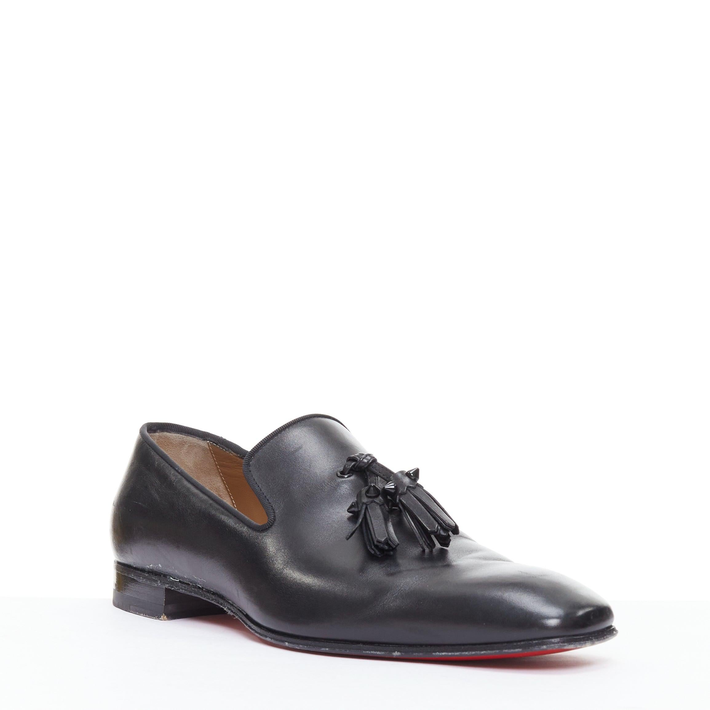 Noir CHRISTIAN LOUBOUTIN Mocassins en cuir lisse à pompon noir Dandelion  EU41.5 en vente