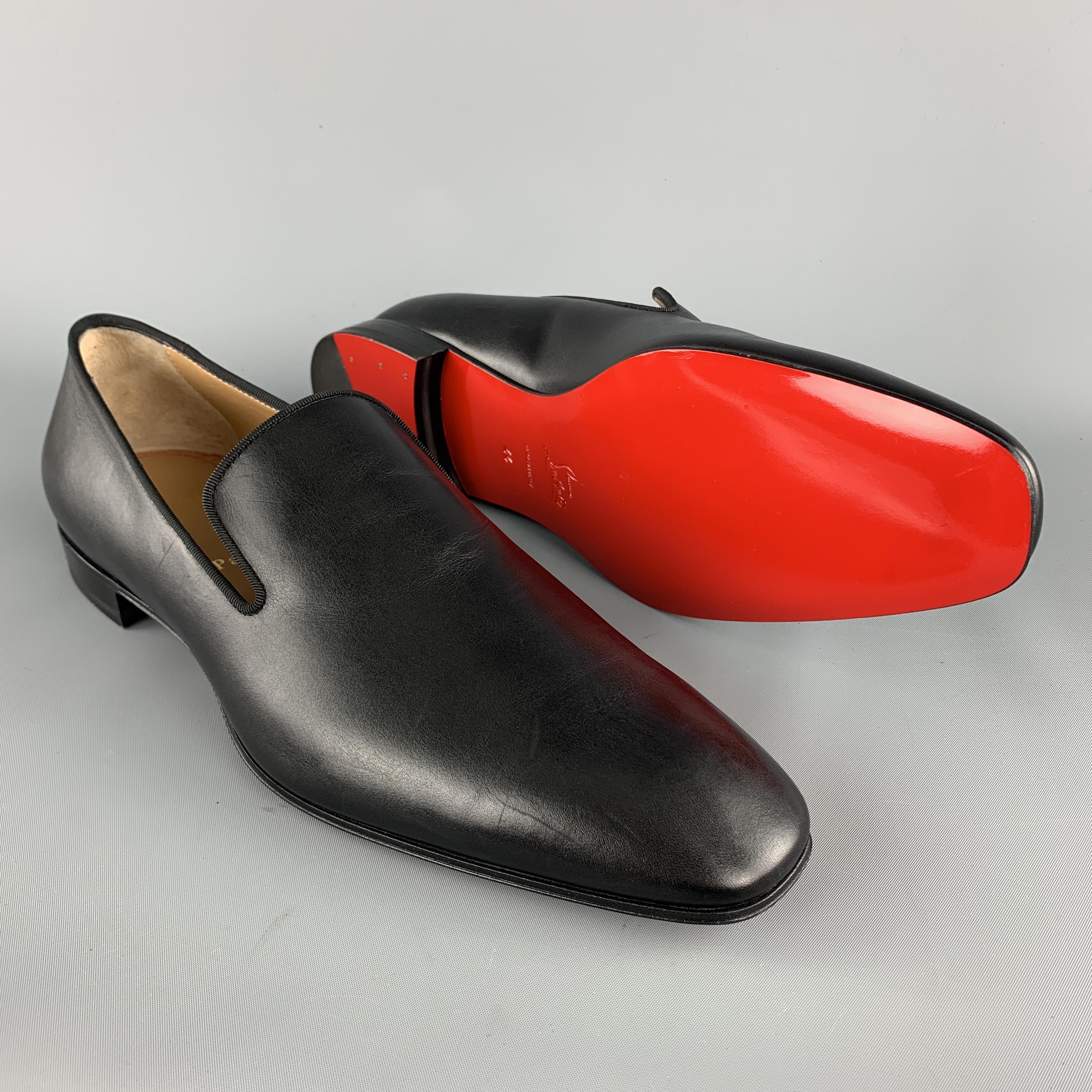 CHRISTIAN LOUBOUTIN Dandelion Size 11 Black Leather Red Sole Slip On Loafers In New Condition In San Francisco, CA