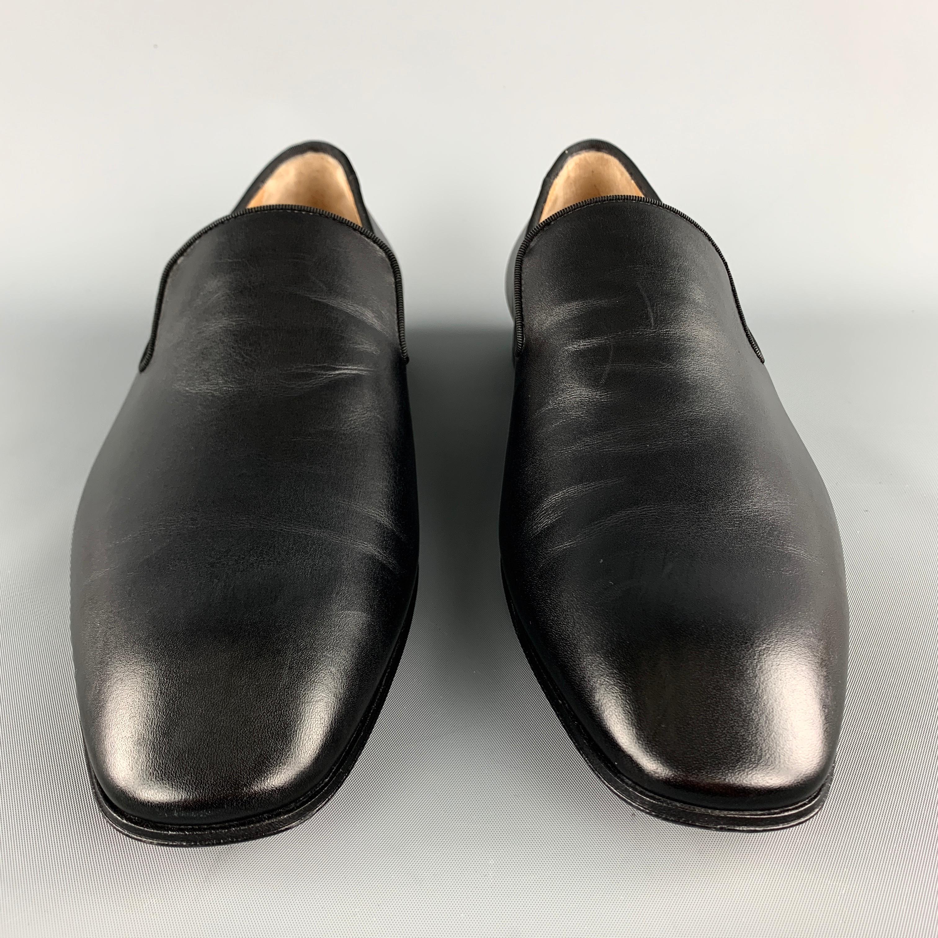 Men's CHRISTIAN LOUBOUTIN Dandelion Size 11 Black Leather Red Sole Slip On Loafers