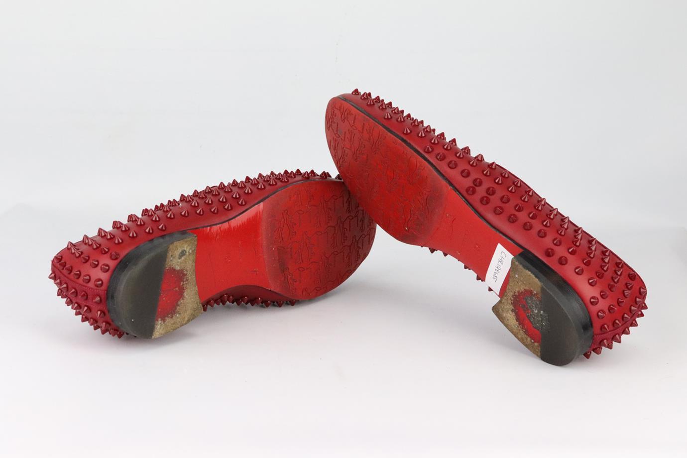 red spiked loafers