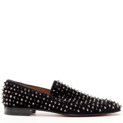 CHRISTIAN LOUBOUTIN Dandelion Spikes black mixed silver stud loafer EU42.5