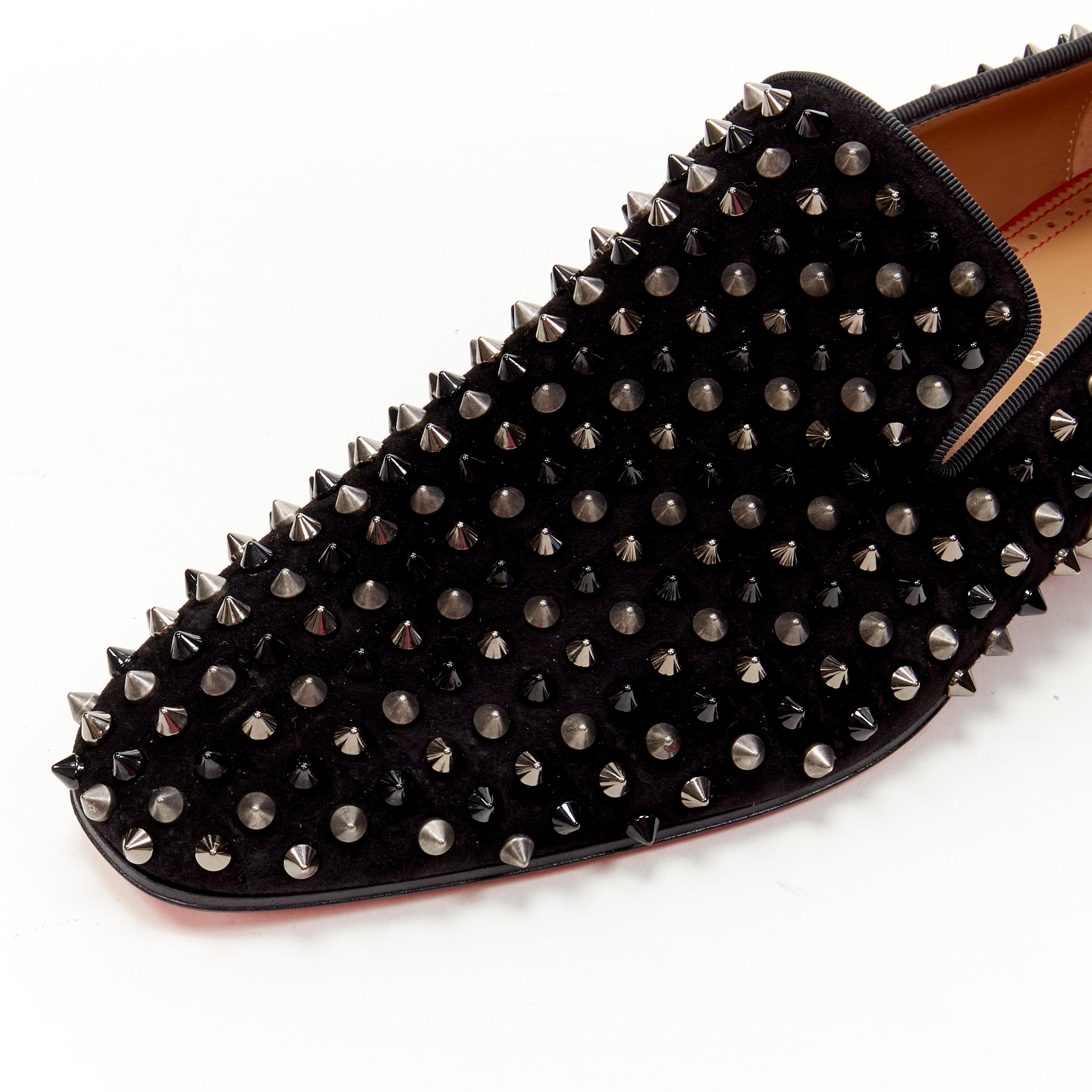 Men's CHRISTIAN LOUBOUTIN Dandelion Spikes black mixed silver stud loafer EU42.5