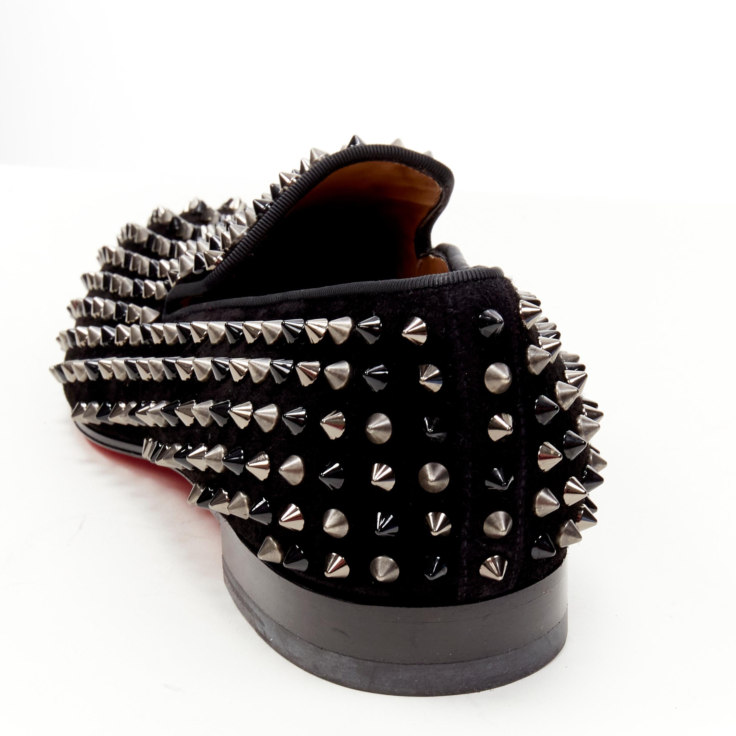 CHRISTIAN LOUBOUTIN Dandelion Spikes black mixed silver stud loafer EU42.5 1