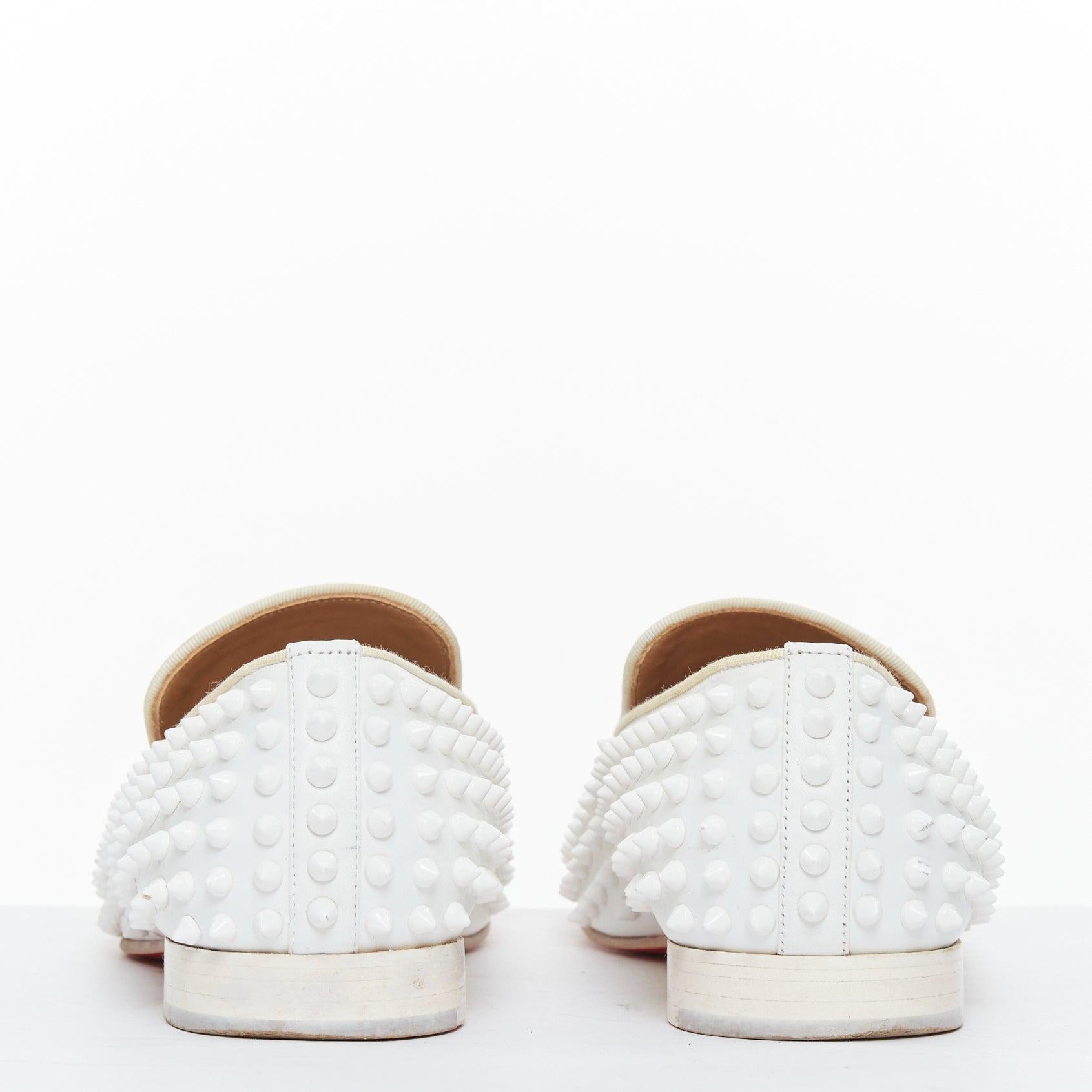 Men's CHRISTIAN LOUBOUTIN Dandelion white leather spike stud loafer shoes EU40.5 For Sale