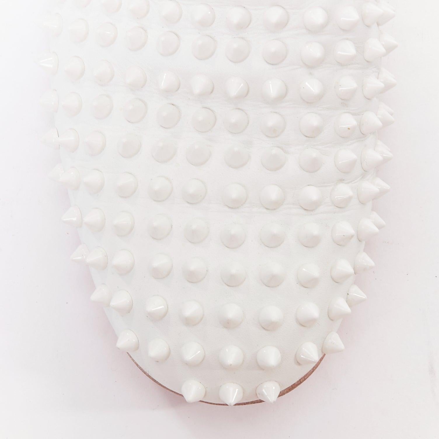 CHRISTIAN LOUBOUTIN Dandelion white leather spike stud loafer shoes EU40.5 For Sale 1