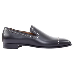 CHRISTIAN LOUBOUTIN Dandy Cloo black leather silver studded loafers EU43