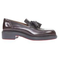 CHRISTIAN LOUBOUTIN Daniloumoc Urban burgundy black leather tassel loafer EU43