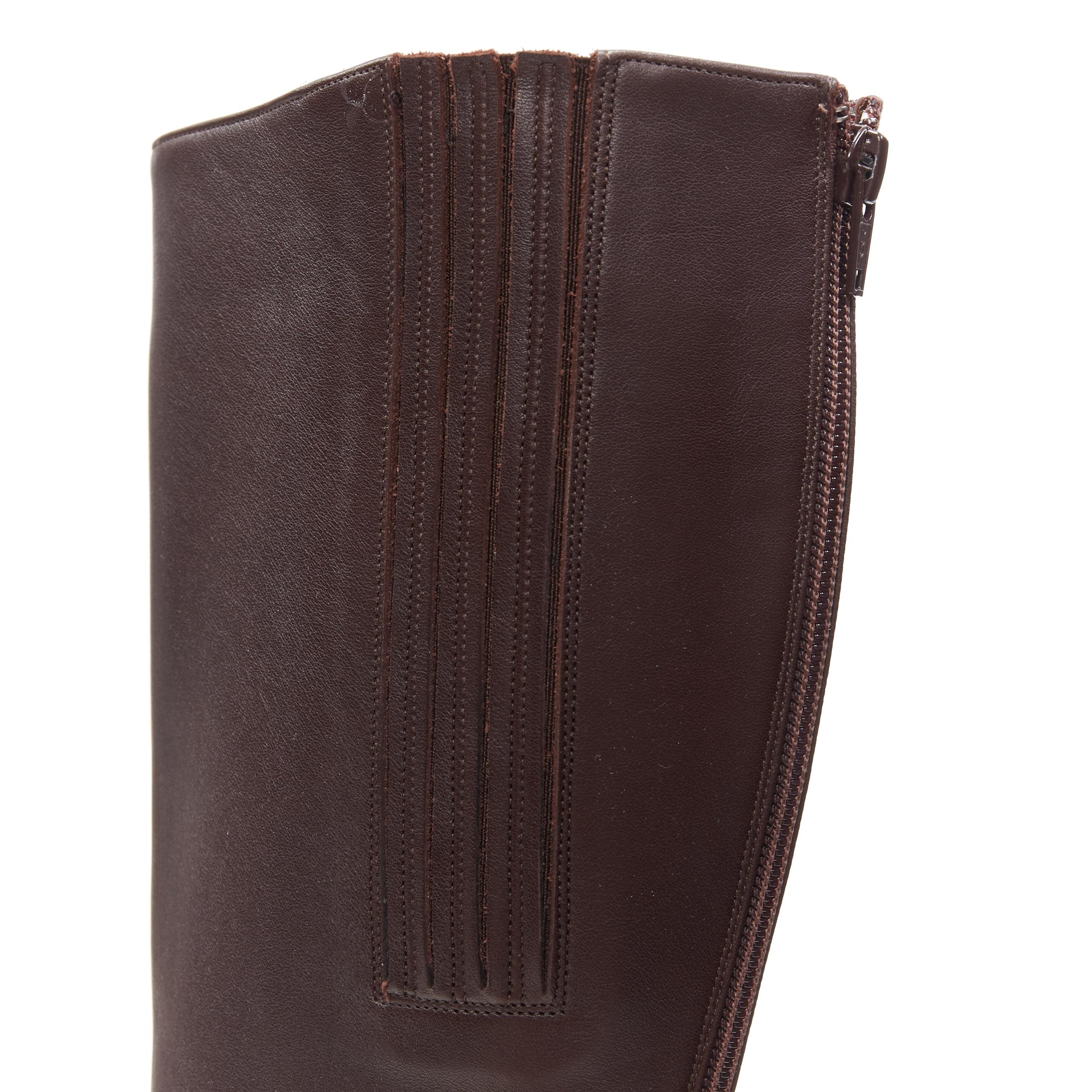 CHRISTIAN LOUBOUTIN dark brown leather almond toe high heel tall boots EU39 6