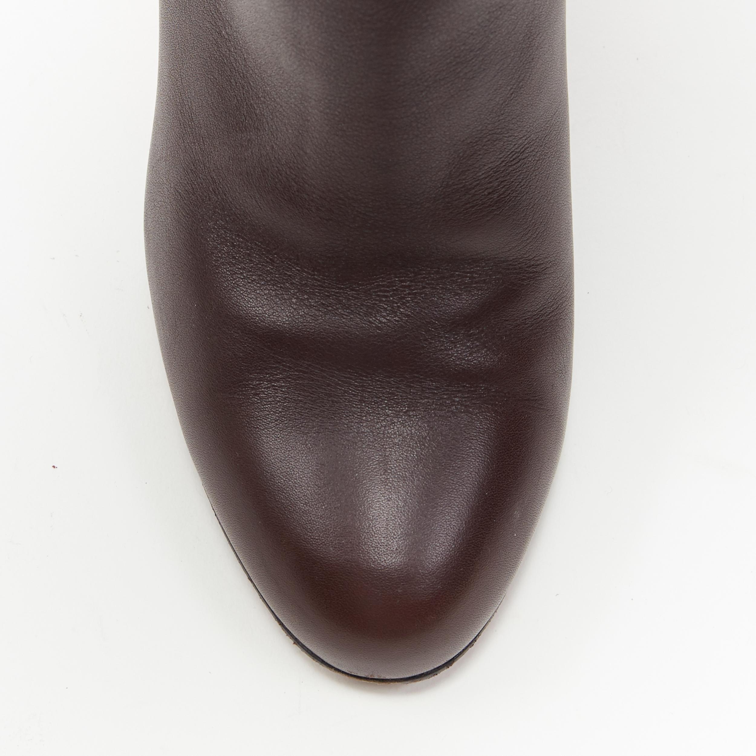 CHRISTIAN LOUBOUTIN dark brown leather almond toe high heel tall boots EU39 2