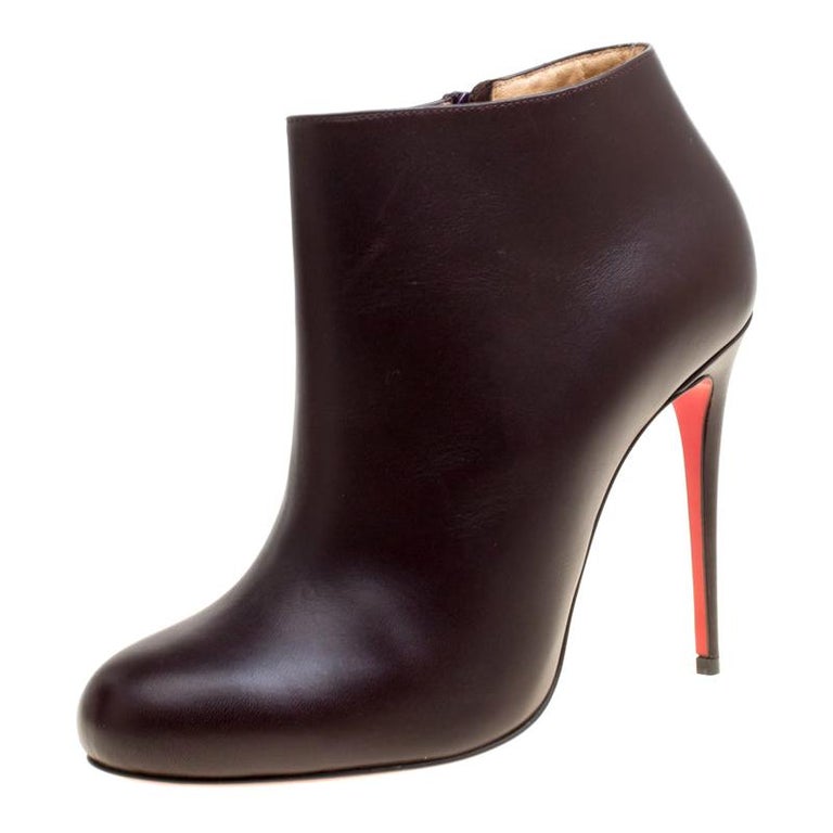 Christian Louboutin Dark Brown Leather Belle Ankle Boots Size 37 For Sale  at 1stDibs