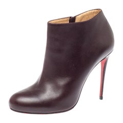 Christian Louboutin Dark Brown Leather Belle Ankle Boots Size 41