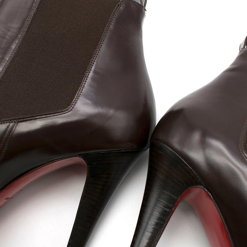 Christian Louboutin Dark Brown Leather Heeled Boots In Excellent Condition For Sale In London, GB