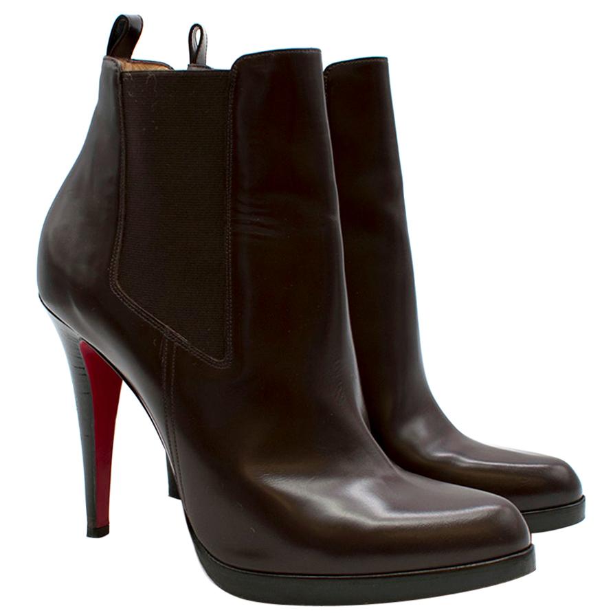 Christian Louboutin Dark Brown Leather Heeled Boots For Sale