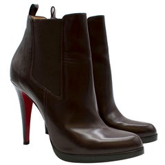 Christian Louboutin Dark Brown Leather Heeled Boots