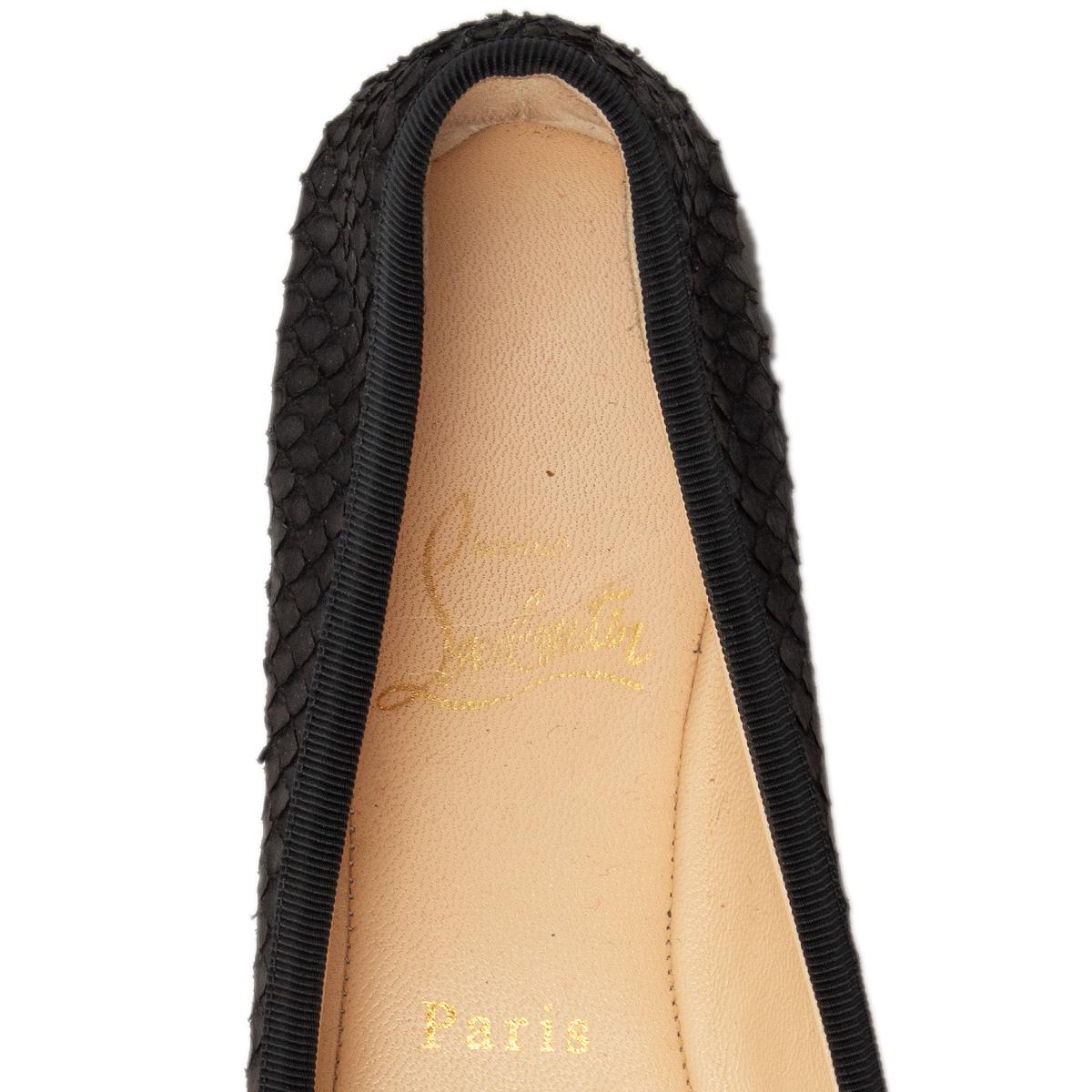 Black CHRISTIAN LOUBOUTIN dark brown python Rosella Ballet Flats Shoes 40 For Sale
