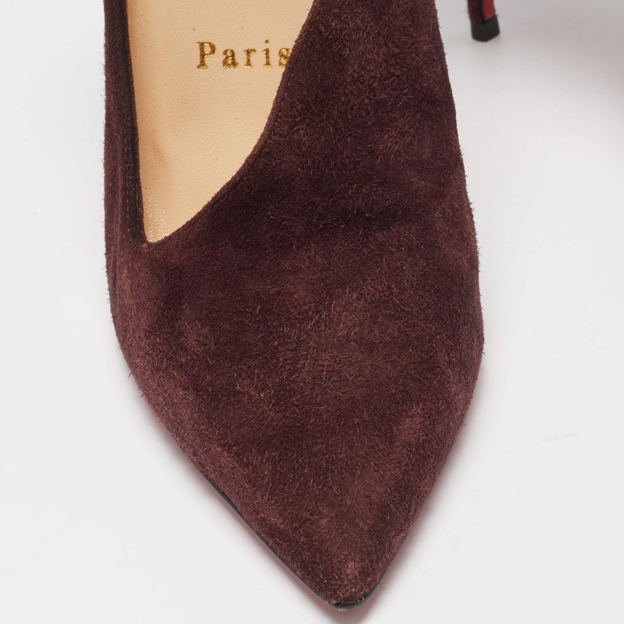 Christian Louboutin Dark Burgundy Suede Vampydoly Pumps Size 36 For Sale 2