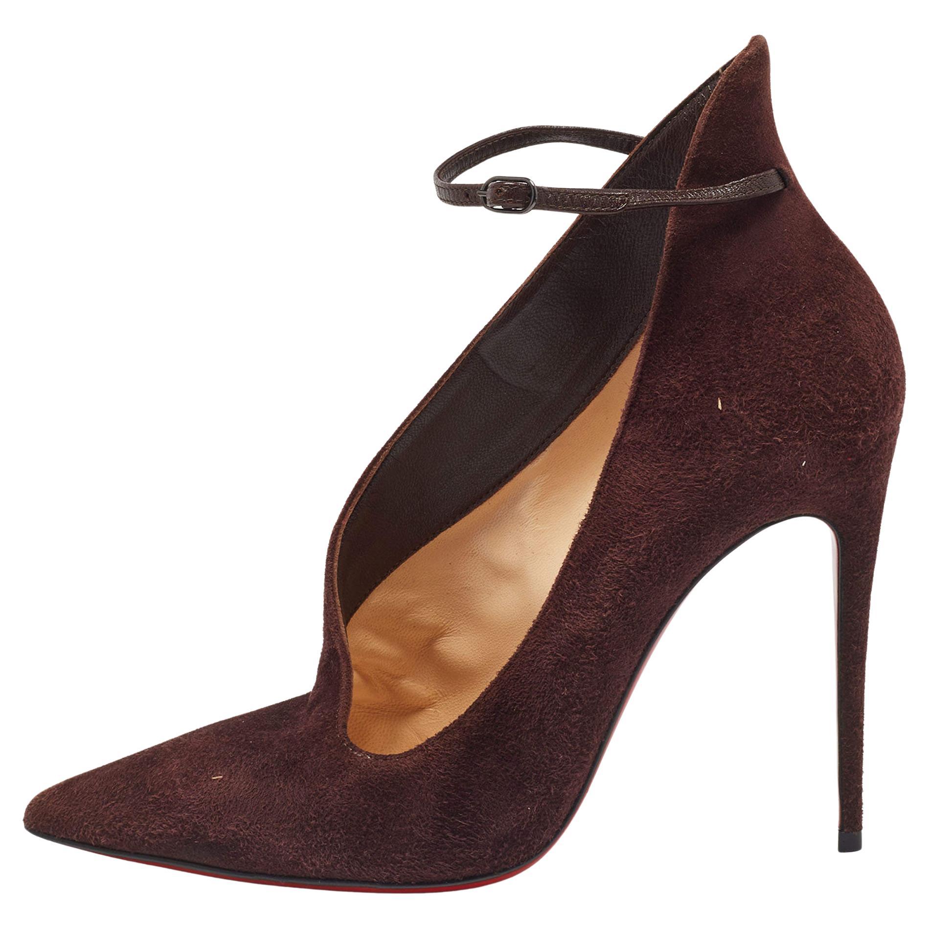 Christian Louboutin Dark Burgundy Suede Vampydoly Pumps Size 36 For Sale