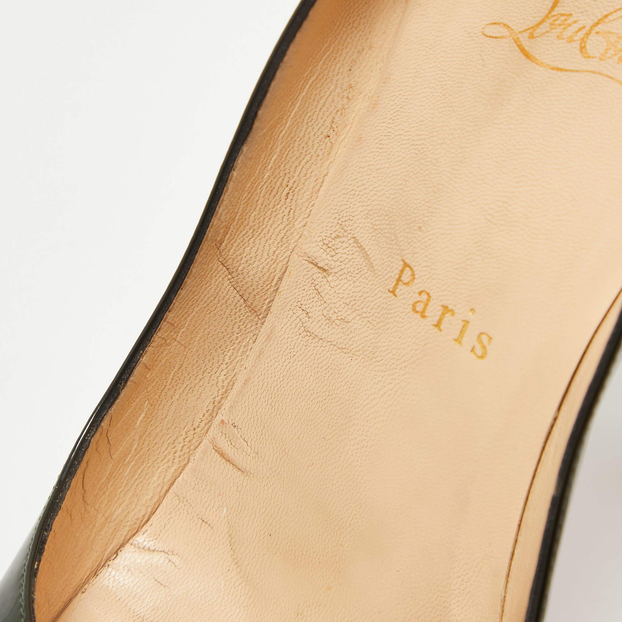 Black Christian Louboutin Dark Green Patent Leather Altadama Pumps Size 40