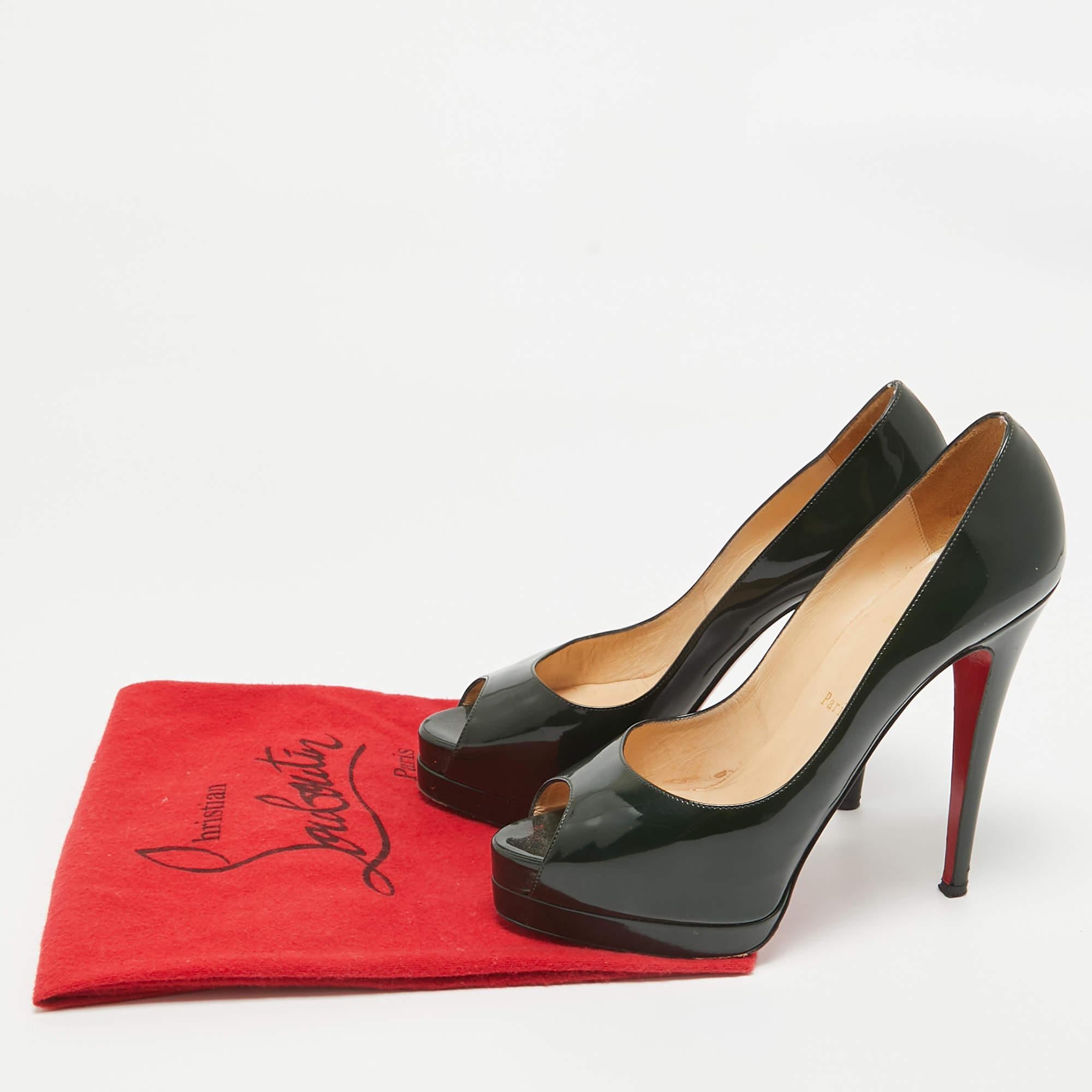 Christian Louboutin Dark Green Patent Leather Altadama Pumps Size 40 4