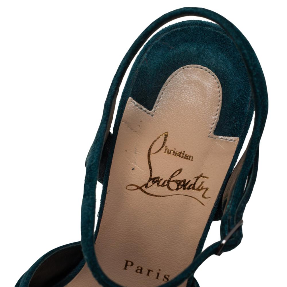 Christian Louboutin Dark Green Suede Lonescadiva Sandals Size 35 1