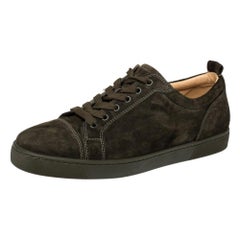 Christian Louboutin Dark Green Suede Low Top Sneakers Size 42.5