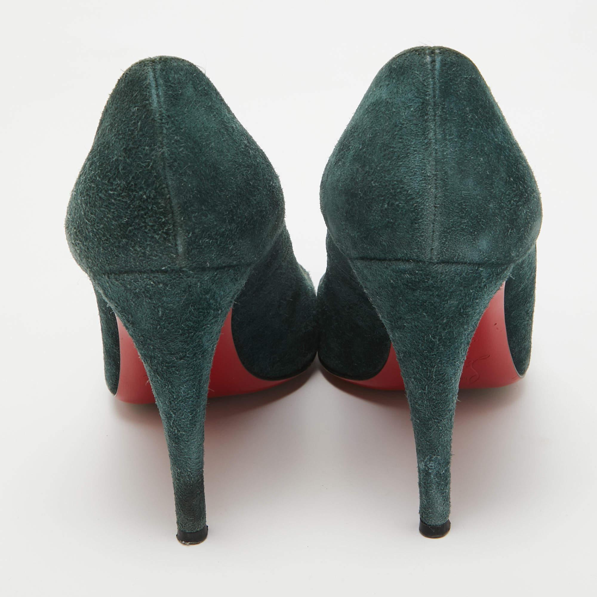 Christian Louboutin escarpins particules en daim vert foncé, taille 38 Pour femmes en vente