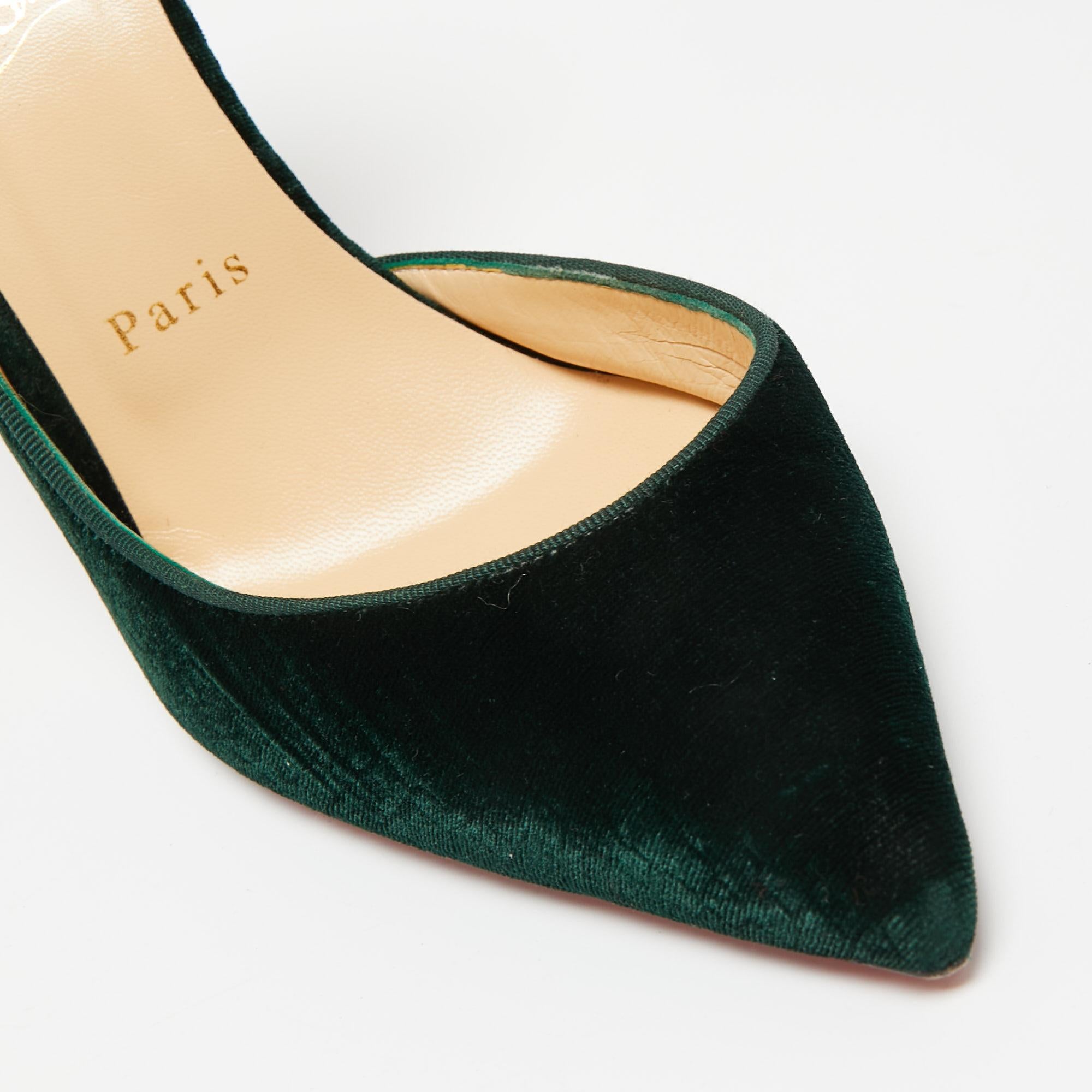 Christian Louboutin Dark Green Textured Velvet Iriza D'orsay Pumps Size 39 2