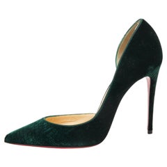 Christian Louboutin Dark Green Textured Velvet Iriza D'orsay Pumps Size 39