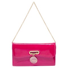Christian Louboutin Dark Pink Patent Leather Riviera Clutch Bag