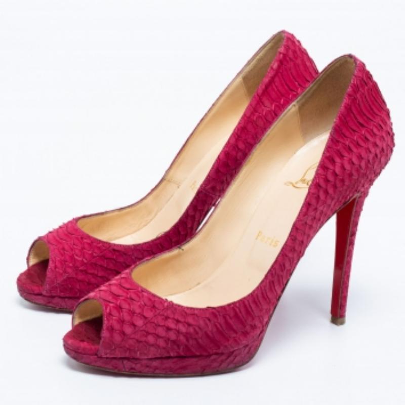 Christian Louboutin Bombas Yolanda de piel de pitón rosa oscuro talla 39 en venta 1