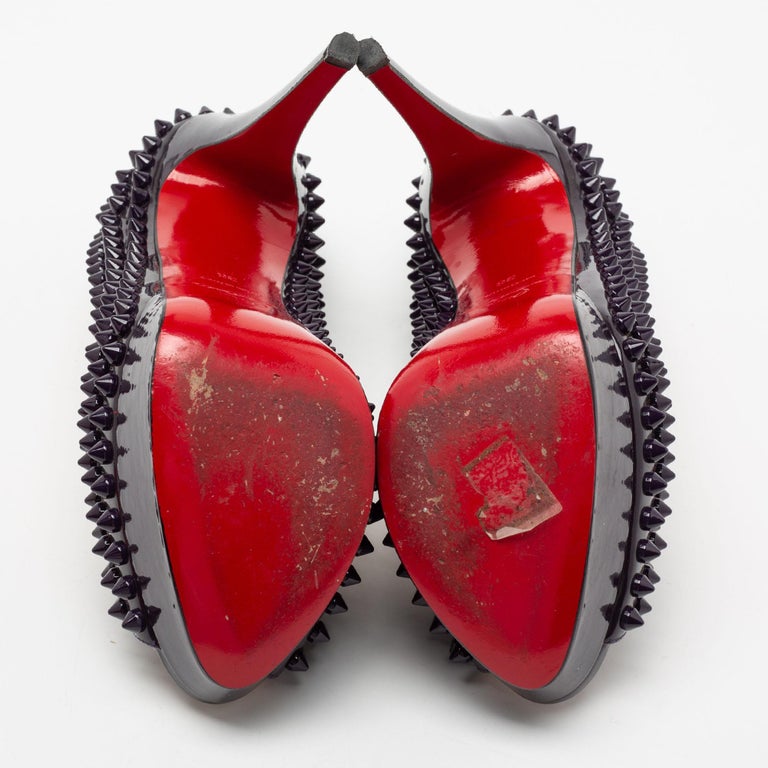 Christian Louboutin Dark Purple Lady Peep-Toe Spiked Platform