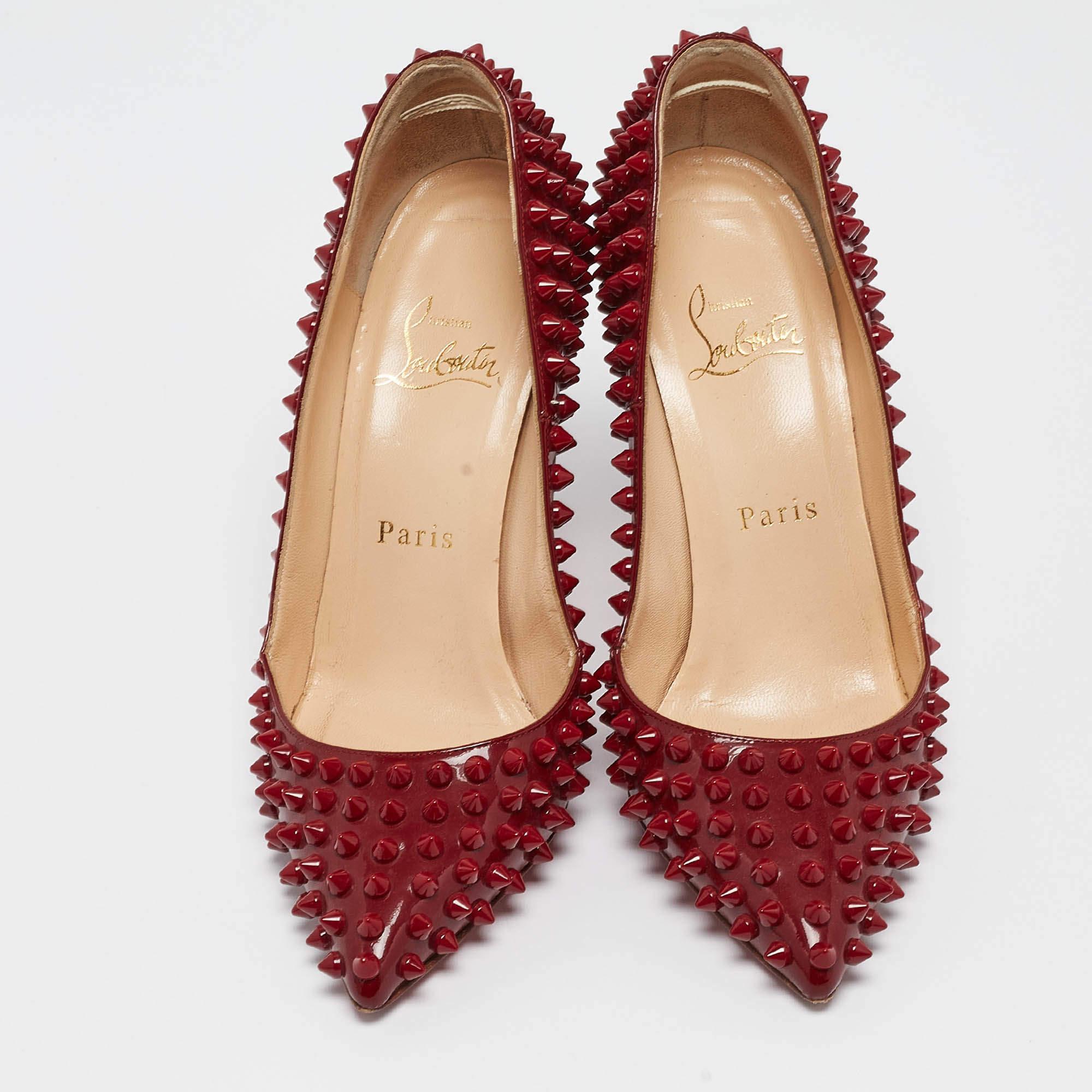 Marrone Christian Louboutin Pumps Pigalle in vernice rosso scuro taglia 36