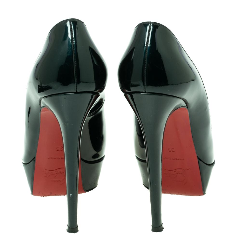 Women's Christian Louboutin Dark Teal Patent Leather Bianca Pumps Size 36