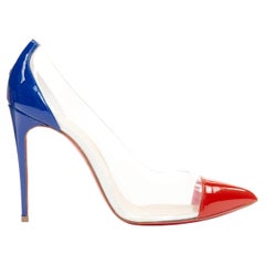CHRISTIAN LOUBOUTIN Debout 100 Corazon Tri Color patent PVC point pumps EU37.5