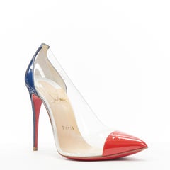 CHRISTIAN LOUBOUTIN Debout PVC red blue patent toe cap pigalle pump EU37