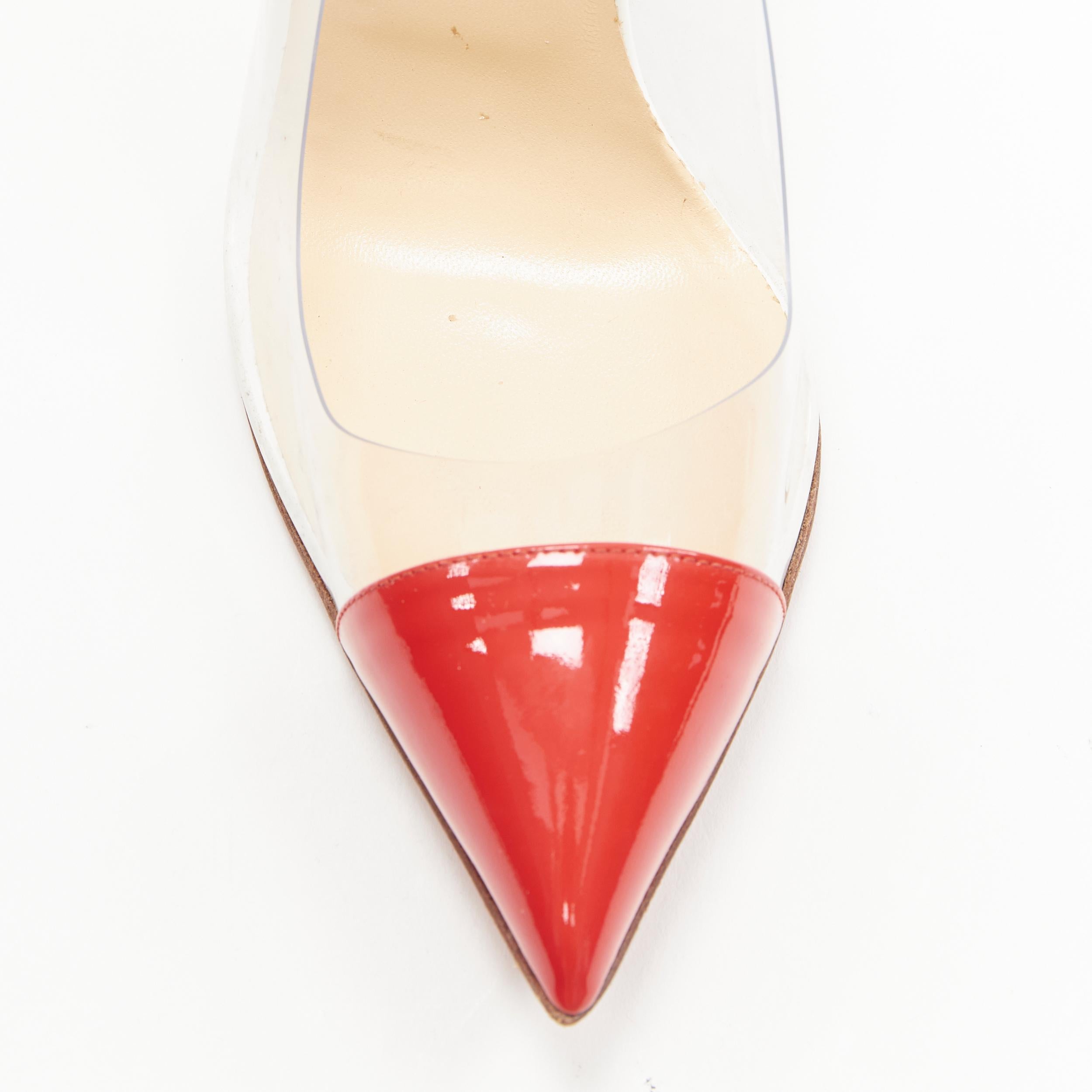 CHRISTIAN LOUBOUTIN Debout PVC red blue patent toe cap pigalle pump EU37 In Good Condition In Hong Kong, NT