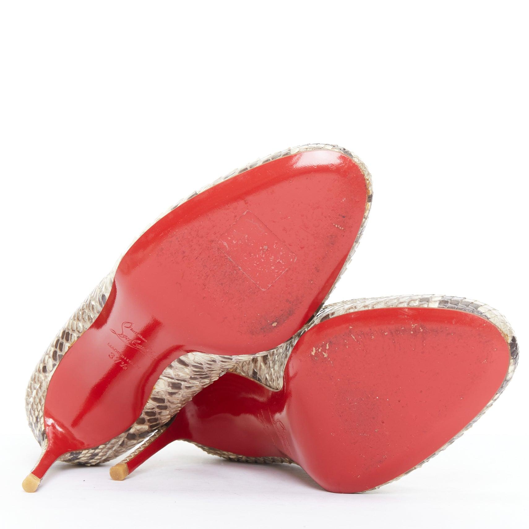 CHRISTIAN LOUBOUTIN Declic scaled leather almond toe stiletto pumps EU37.5 For Sale 6