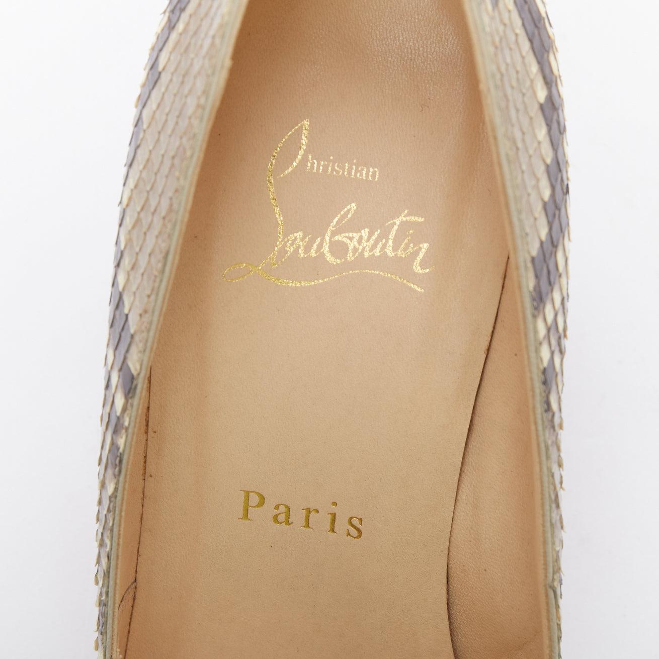 CHRISTIAN LOUBOUTIN Declic scaled leather almond toe stiletto pumps EU37.5 For Sale 4