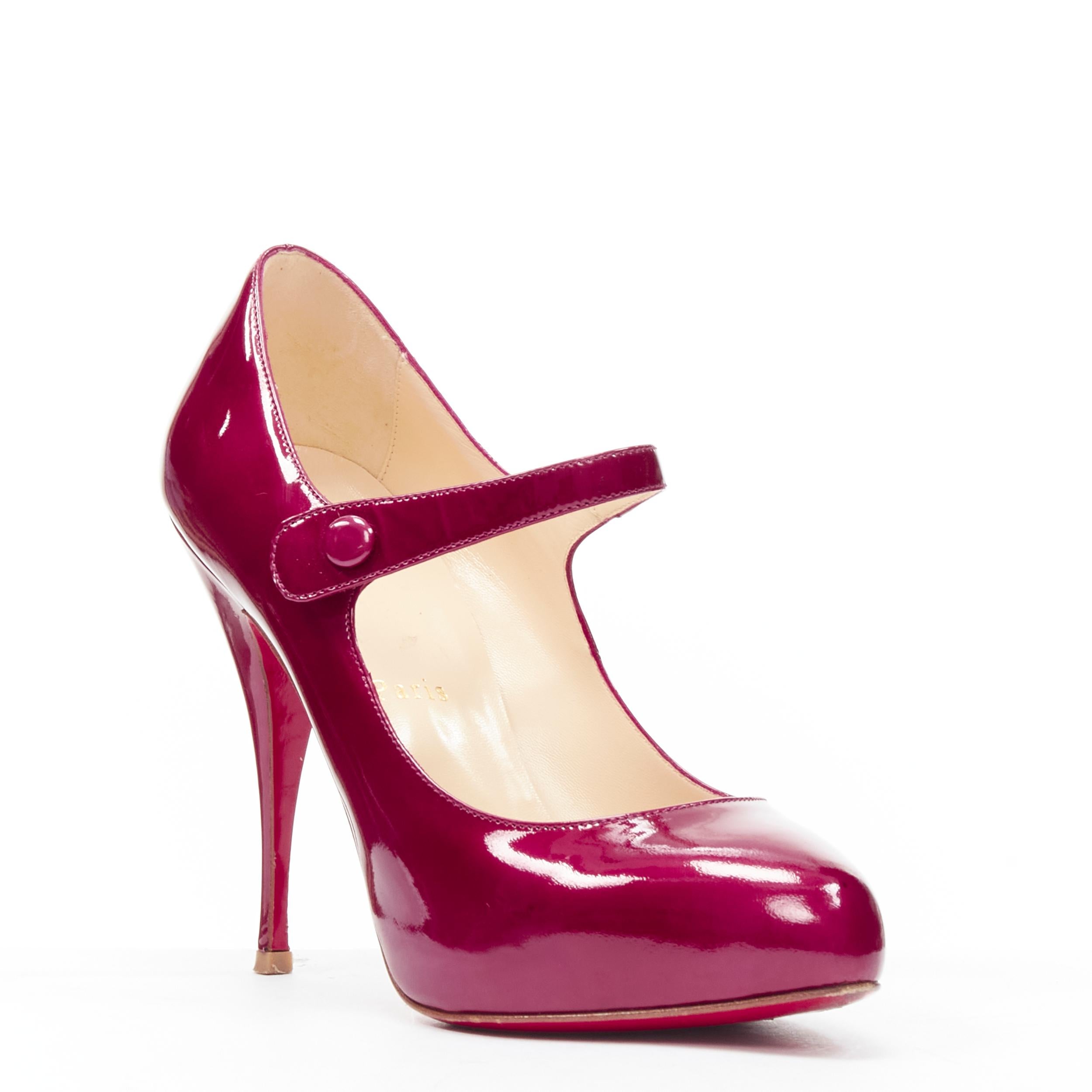 CHRISTIAN LOUBOUTIN Decocolico 120 metal pink patent mary jane heel ...