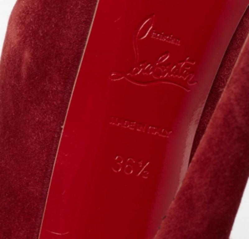 Christian Louboutin Deep Red Suede Daffodile Pumps Size 36.5 For Sale 4