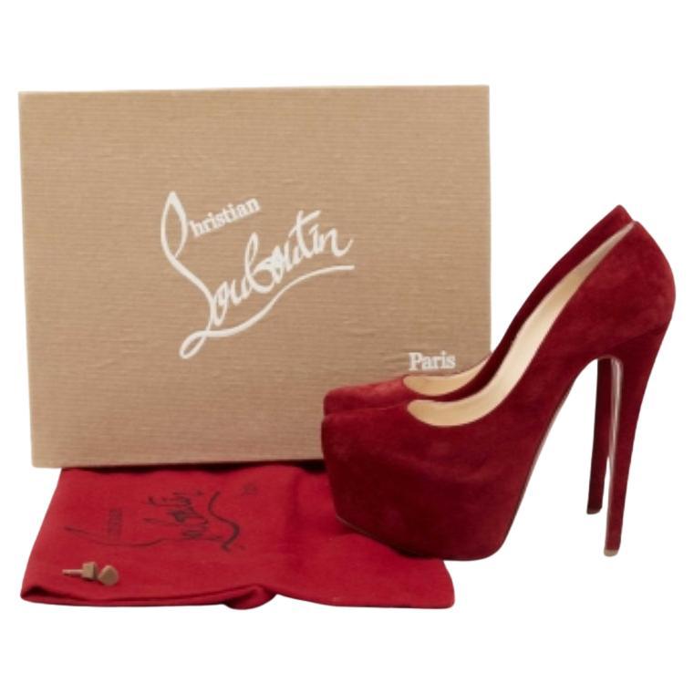 Christian Louboutin Deep Red Suede Daffodile Pumps Size 36.5 For Sale 5