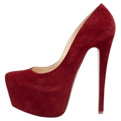 Christian Louboutin Deep Red Suede Daffodile Pumps Size 36.5