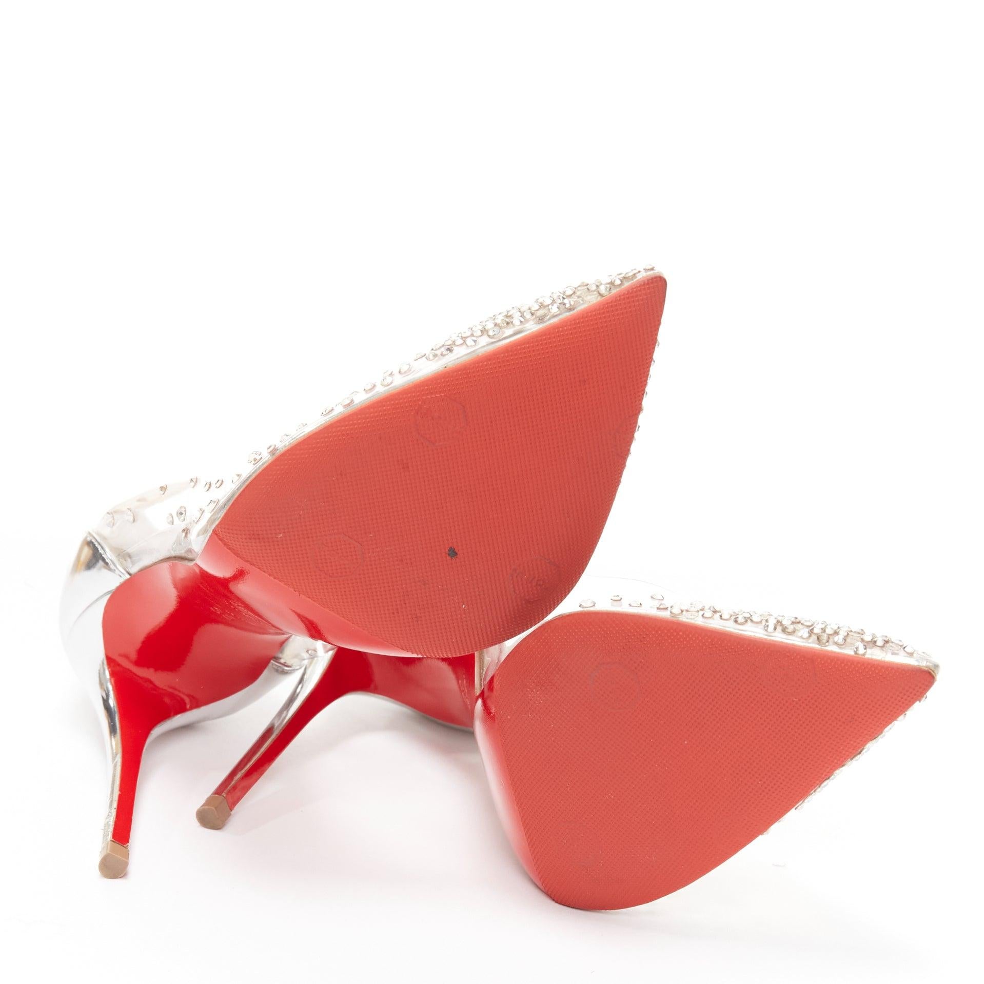 CHRISTIAN LOUBOUTIN Degrastrass 100 clear pvc crystal embellished pump EU35 6
