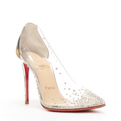 CHRISTIAN LOUBOUTIN Degrastrass 100 clear pvc crystal embellished pump EU35