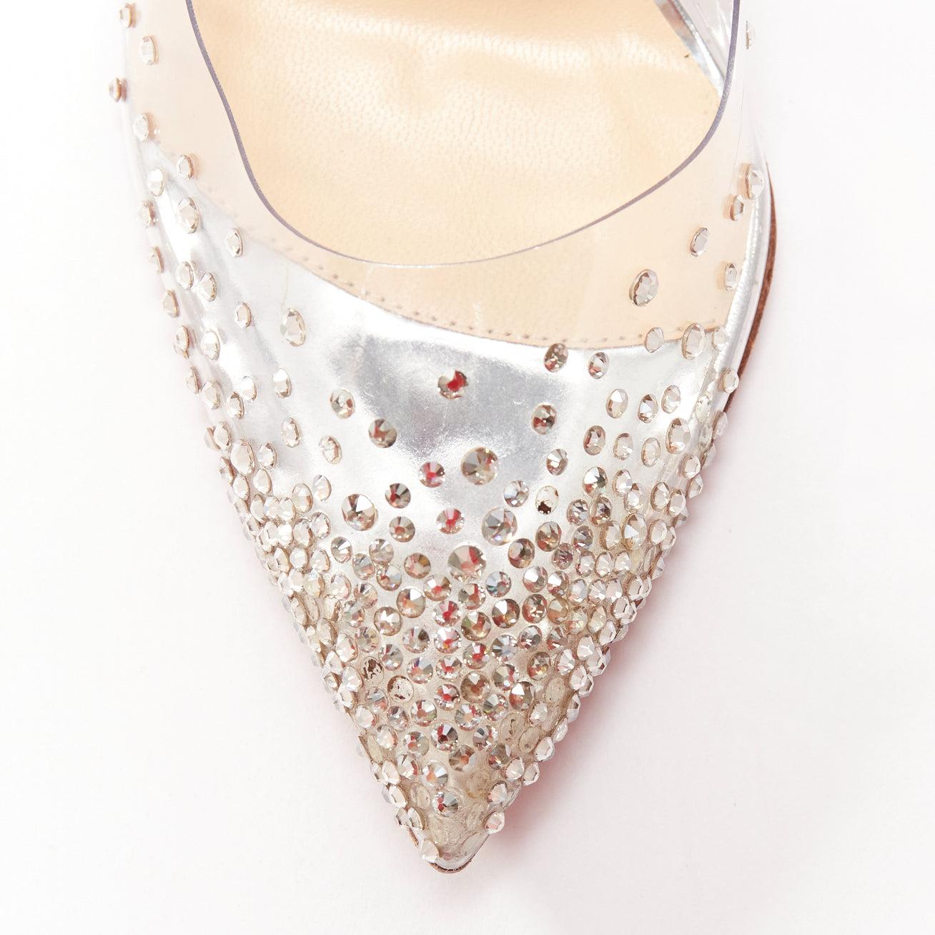 CHRISTIAN LOUBOUTIN Degrastrass 100 clear pvc crystal embellished pump EU35 1