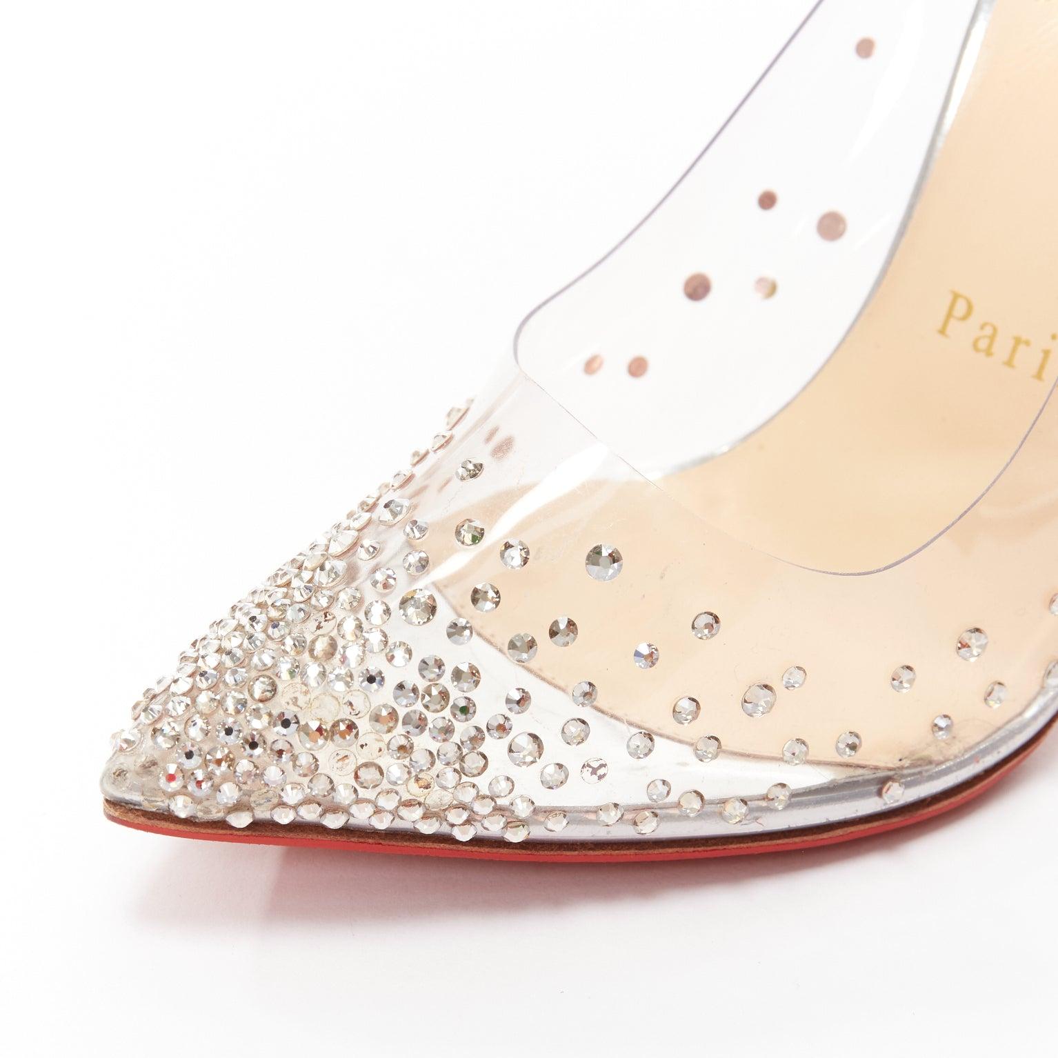 CHRISTIAN LOUBOUTIN Degrastrass 100 clear pvc crystal embellished pump EU35 2